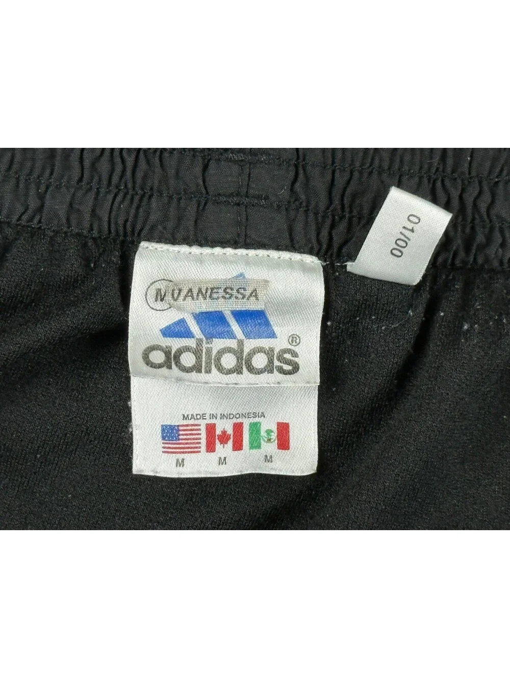 Vintage Y2K Adidas Running Shorts Mens Black 3 Stripe Nylon Lined Sz M